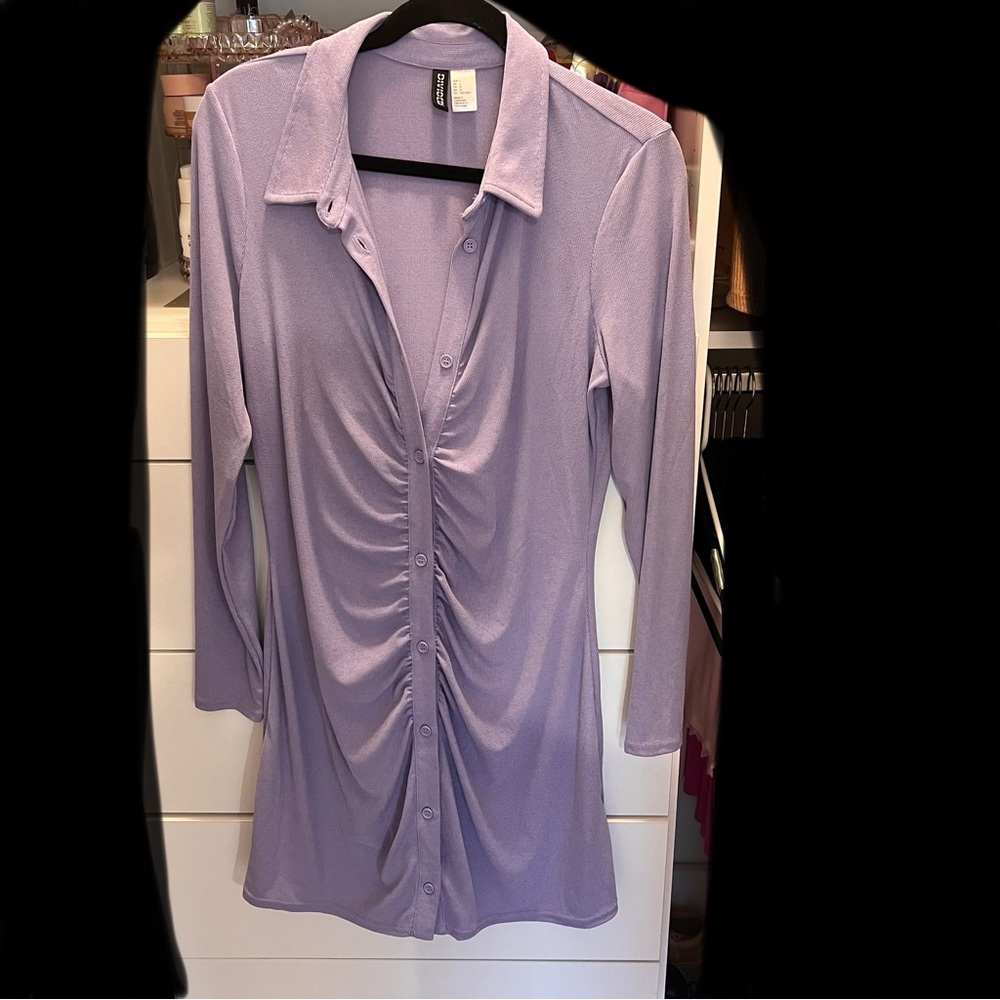 H&M Divided Ruched Purple Dress | Night out Club Dress Women Size Large